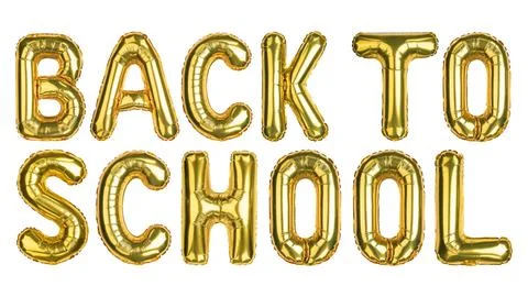 Back to school. Back 2 School balloons. Yellow Gold foil helium balloon Stock Photos