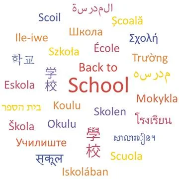 Back to school Back to school in different languages. Vector words cloud. ... Stock Photos