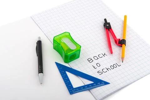 Back to school Back to school with exercisebook pencils and text Copyright... Stock Photos