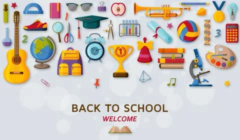 Back to school background with 3d paper cut signs Stock Illustration