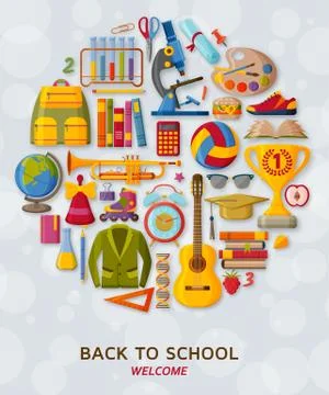 Back to school background with 3d paper cut signs Stock Illustration