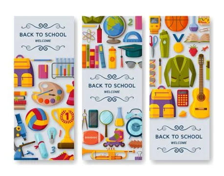 Back to school background with 3d paper cut signs Stock Illustration