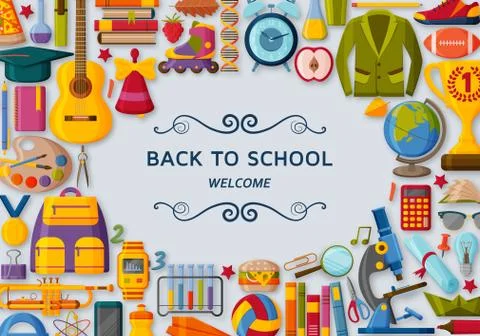 Back to school background with 3d paper cut signs Stock Illustration