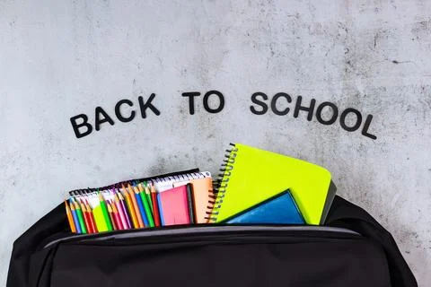 Back to school background with backpack. Stock Photos