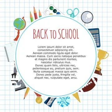Back to school background for banner. Circle frame and template for education Stock Illustration