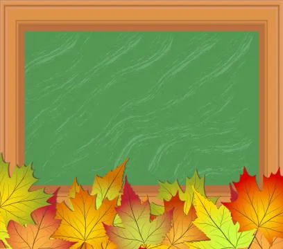 Back to school background with blackboard and maple leaves. Stock vector illu Stock Illustration