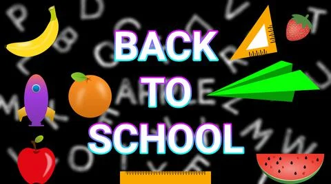 Back to school background with blur number and apple, paper palne, scale. Stock Illustration