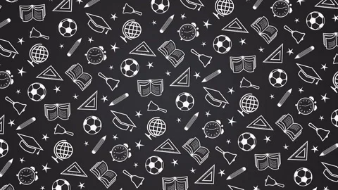 Back to School, background with book, globe, pencil, ball, clock Stock Footage 113454302