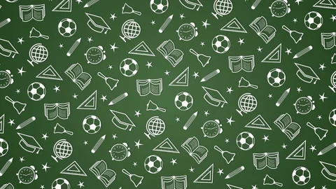 Back to School, background with book, globe, pencil, ball, clock Stock Footage 113505825