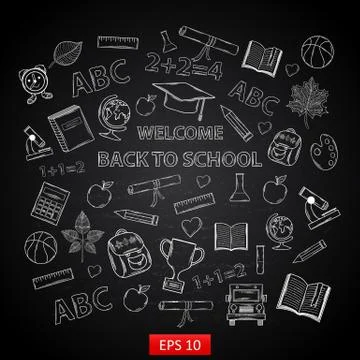 Back to school background on chalk board Stock Illustration
