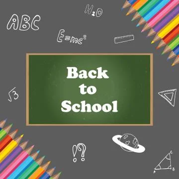 Back to school background with chalkboard and elements 스톡 일러스트