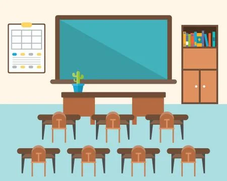 Back to school background, classroom in flat design Illustrazione stock