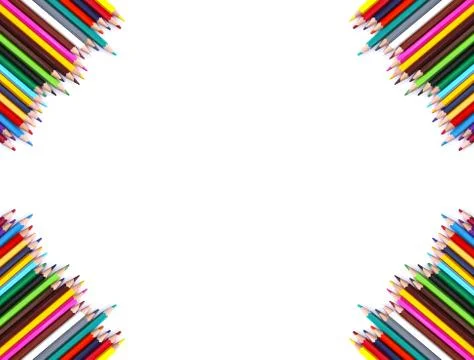 Back to School background. Colored pencils. Stock Photos