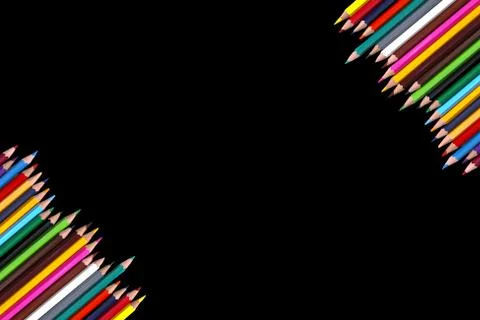 Back to School background. Colored pencils. Stock Photos