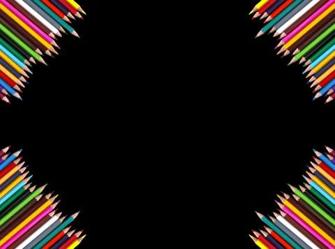 Back to School background. Colored pencils. Stock Photos