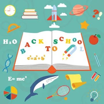 Back to school background with elements Illustrazione stock