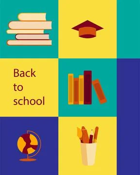 Back to School background in geometric minimal design. Education banner. Vect Stock Illustration