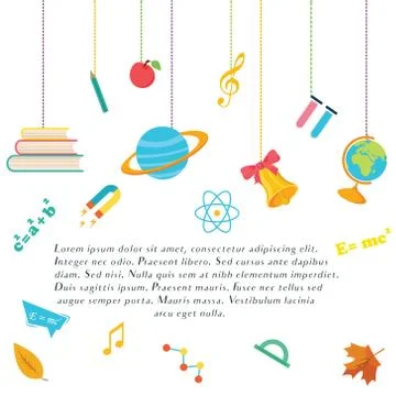 Back to school background with globe, planet, stationery and text. Stock Illustration
