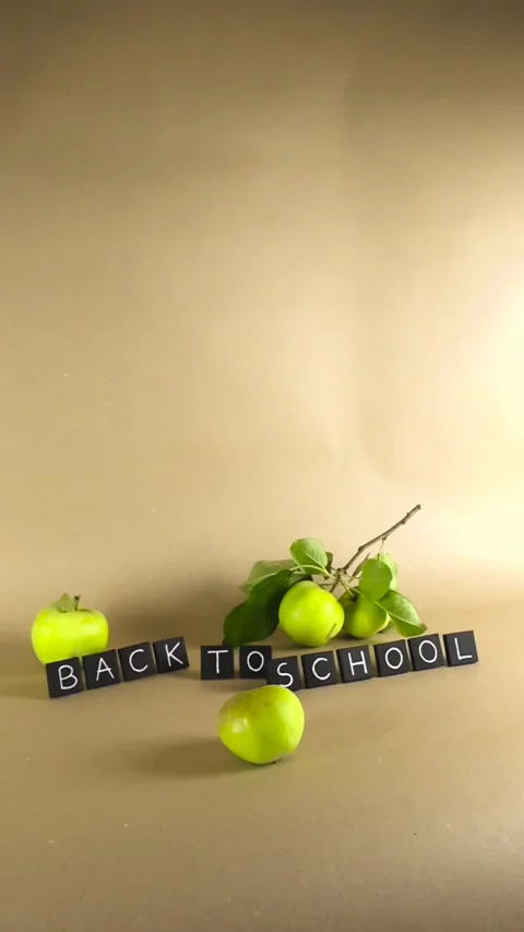 Back to school background with green apples Stock Footage 341324928