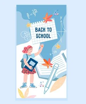 Back to school background with hand drawn school children, , cartoon vector i Stock Illustration