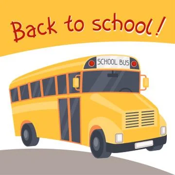 Back to school background with illustration of yellow bus Stock Illustration