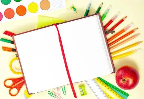 Back to School Background with Notebook and Colorful Stock Photos