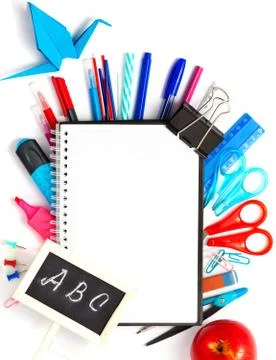 Back to School Background with Notebook and Colorful Stock Photos