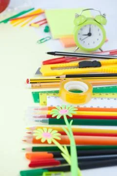 Back to School Background with Office Tools Stock Photos
