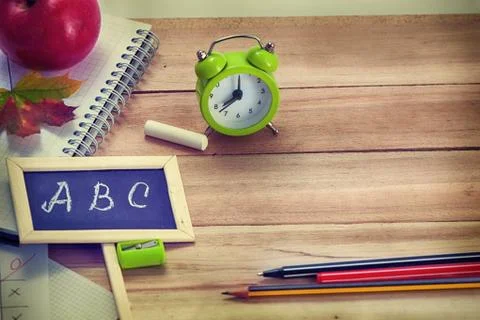 Back to School Background with Office Tools Stock Photos