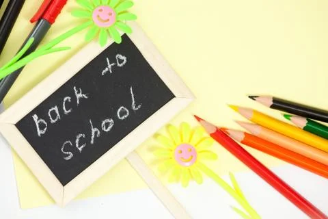 Back to School Background with Office Tools Stock Photos