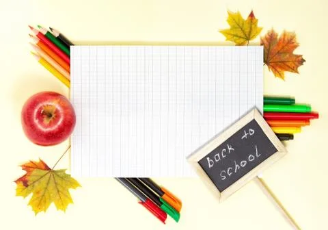 Back to School Background with Office Tools Stock Photos