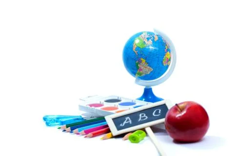 Back to School Background with Office Tools Stock Photos