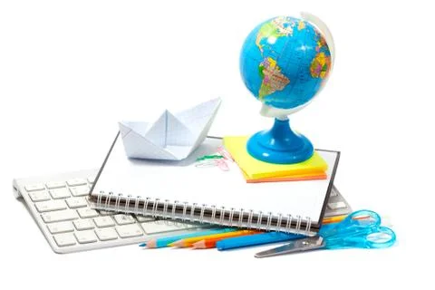 Back to School Background with Office Tools Stock Photos