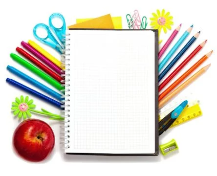 Back to School Background with Office Tools Stock Photos