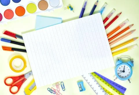 Back to School Background with Office Tools Stock Photos