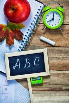 Back to School Background with Office Tools Stock Photos