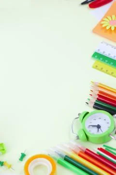 Back to School Background with Office Tools Stock Photos