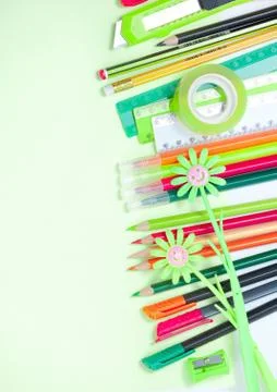 Back to School Background with Office Tools Stock Photos