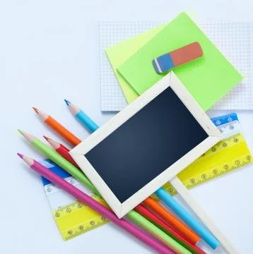 Back to School Background with Office Tools Stock Photos
