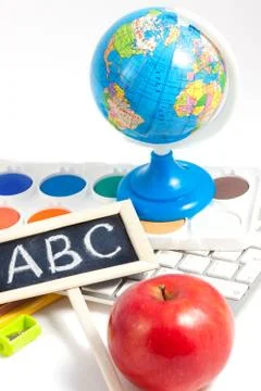 Back to School Background with Office Tools Stock Photos
