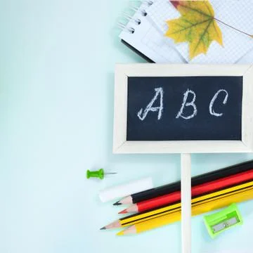 Back to School Background with Office Tools Stock Photos