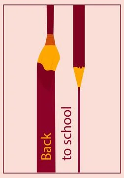 Back to School background with paint brush and pencil. Education banner. Vect Stock Illustration
