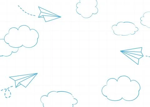 Back to school background with paper airplanes which fly through doodle clo.. Stock Illustration