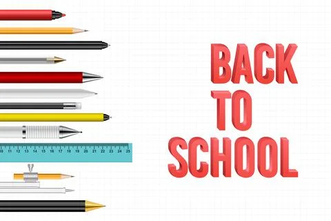 Back to school background with pens and pencils Illustrazione stock