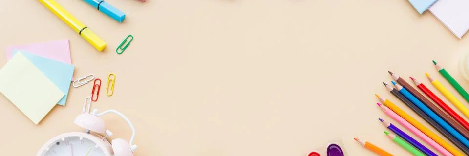 Back to School background with place for text. Horizontal banner for web desi Foto stock