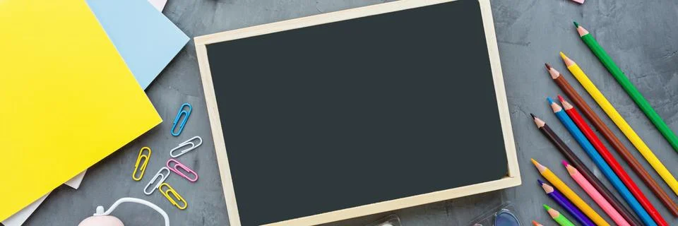 Back to School background with place for text. Horizontal banner for web desi Foto stock