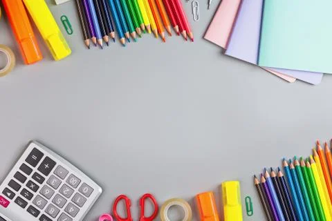 Back to School background with place for text. Collection of school supplies  Stock-Fotos