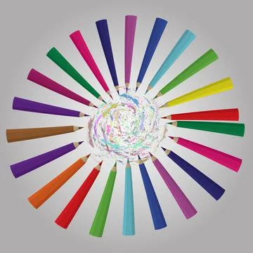 Back to school background with rainbow wave and pencils, vector illustration Stock Illustration