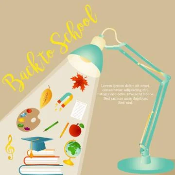 Back to school background with stationery and items Stock Illustration