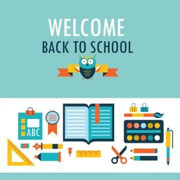 Back to school background with study theme icons Stock Illustration